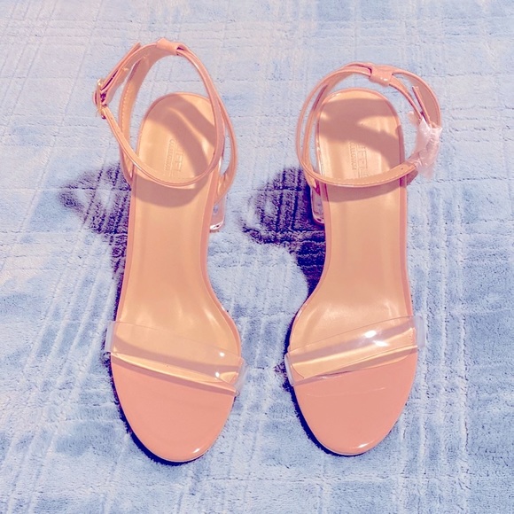 New! Patent Nude Clear Block Heels - Picture 5 of 6